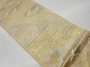 リサイクル　群鶴に秋草模様織出し袋帯